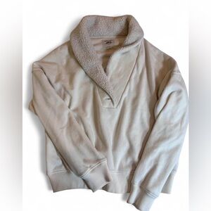 American Eagle Outfitters Cream Sherpa Collared Sweater